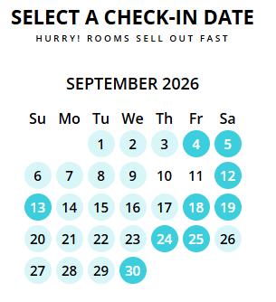 Sandals last minute deal calendar showing available check-in and check-out dates