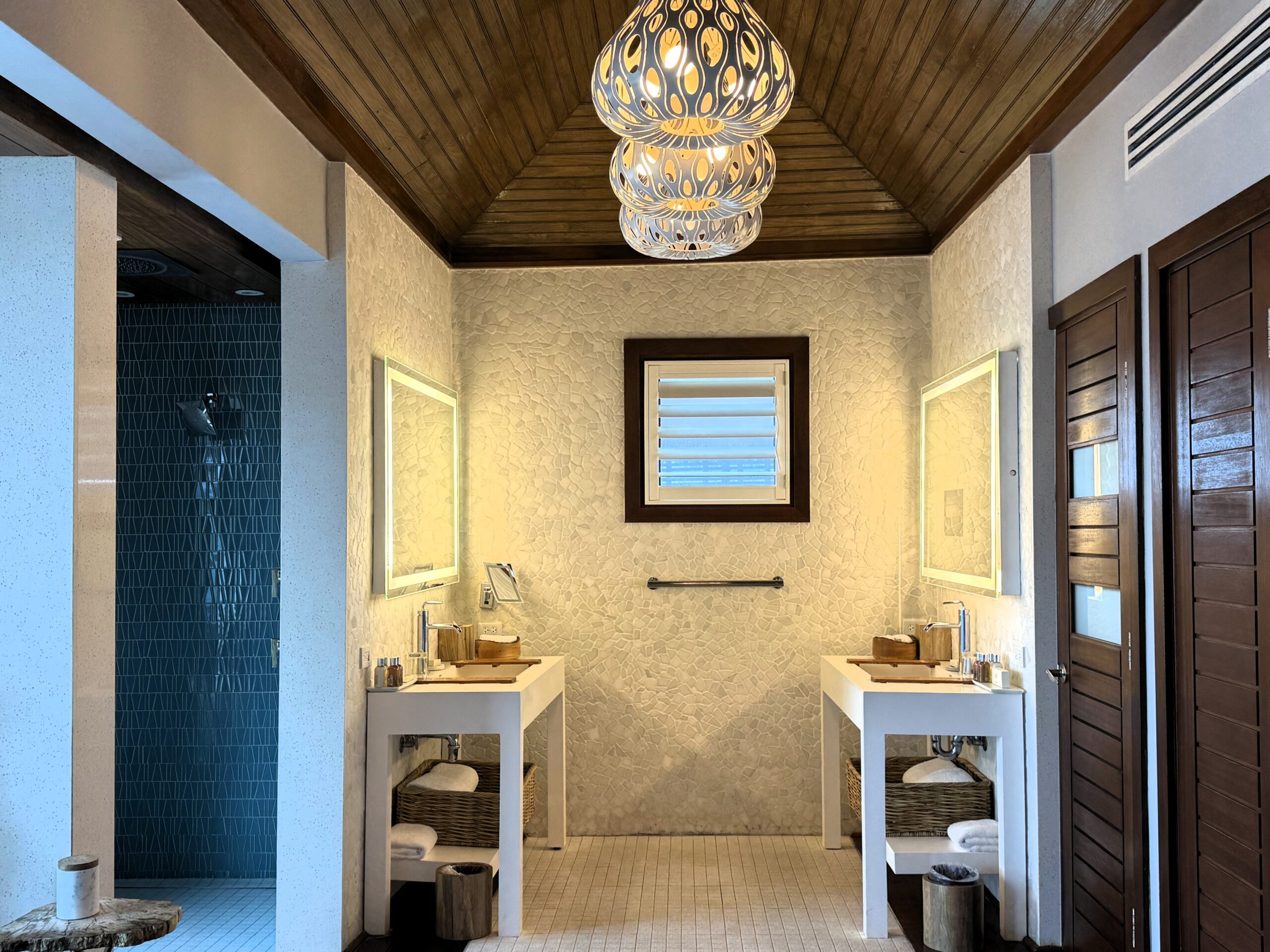 His and hers bathroom vanities at the Overwater Private Island Butler Villa (OWV) at Sandals Caribbean Cay