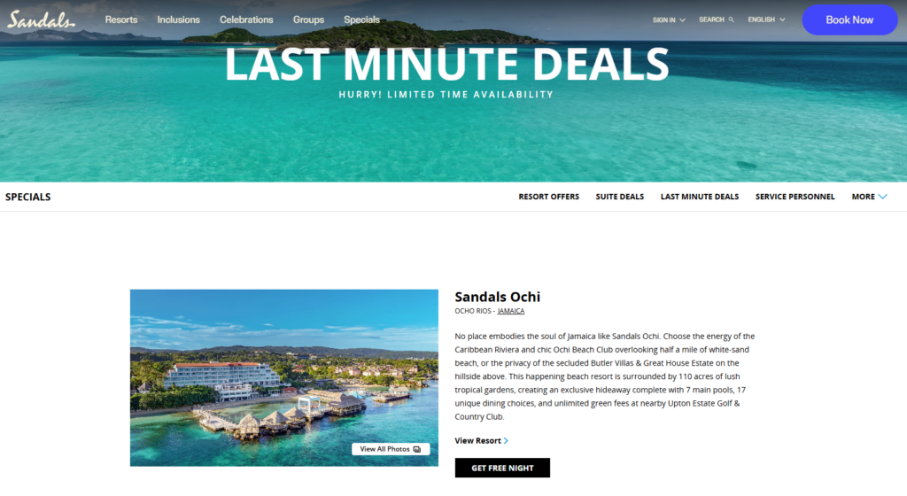 Sandals Last Minute Deals Page