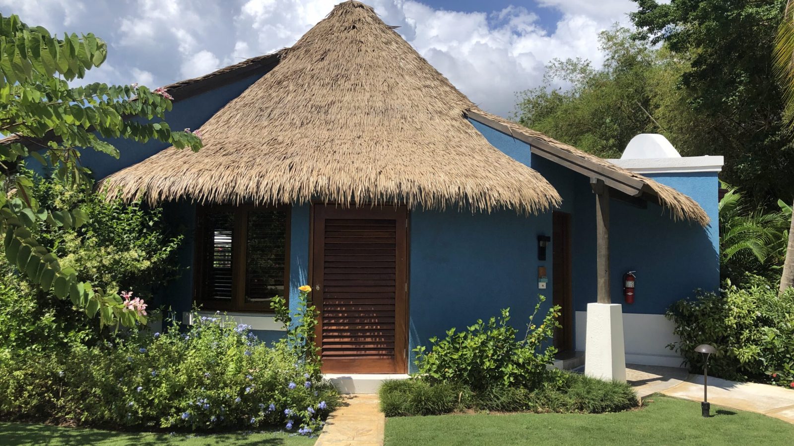 Exterior of Sandals South Coast Rondoval Swim-Up Butler Villa showing round villa architecture and front entrance