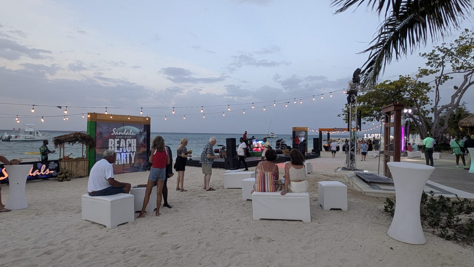 Beach party with live music at Sandals Dunn's River, near the Mammee Bay Oceanview One Bedroom Butler Suite (O1B)