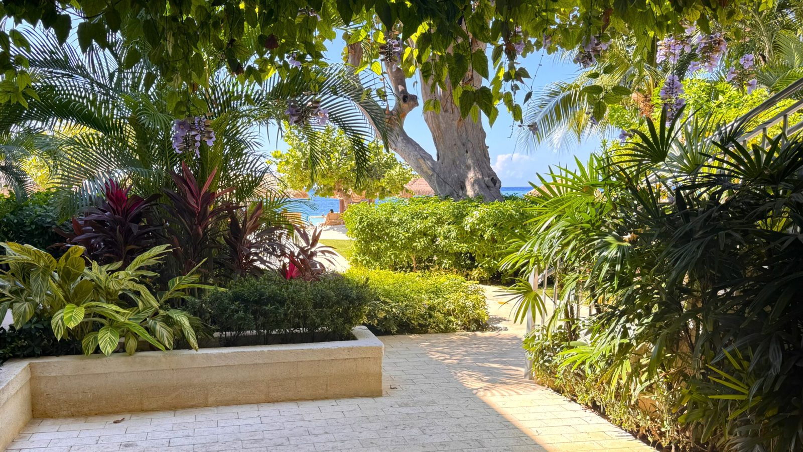 Sandals Montego Bay Romeo and Juliet Butler Suite view from our patio looking out to the beach and ocean