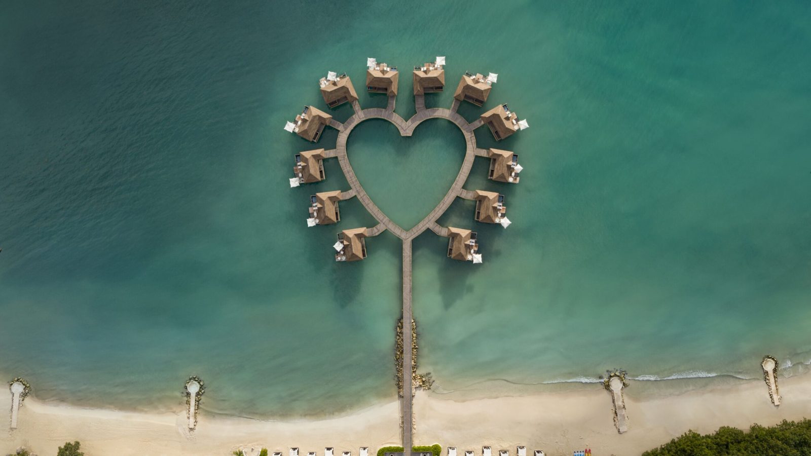 The overwater bungalows at Sandals South Coast form a heart around a private lagoon. This is also where our data shows some of the lowest overwater rates in the Sandals collection.